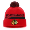 Bonnet d'hiver Fanatics  Authentic Pro Locker Room Cuffed Pom Knit NHL Chicago Blackhawks