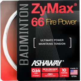 Cordage de raquette de badminton Ashaway ZyMax 66 Fire Power White