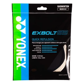 Cordage de raquette de badminton Yonex Exbolt 63 White (10m)