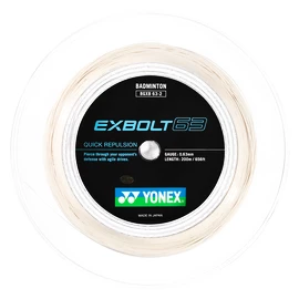 Cordage de raquette de badminton Yonex Exbolt 63 White (200 m)