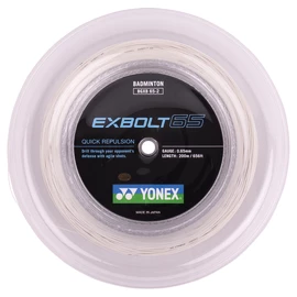 Cordage de raquette de badminton Yonex Exbolt 65 White (200 m)