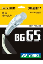 Cordage de raquette de badminton Yonex Micron BG65 White (0.70 mm)