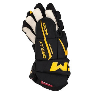 Gants de hockey CCM JetSpeed FT680 Black/Sunflower Junior 12 pouces
