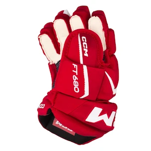 Gants de hockey CCM JetSpeed FT680 Red/White Junior 11 pouces