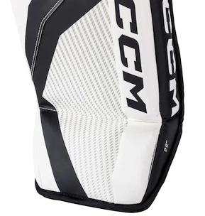 Jambières de gardien de but CCM YTflex 3 White/White/Black/Black Youth 20 pouces