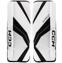Jambières de gardien de but CCM YTflex 3 White/White/Black/Black Youth 20 pouces