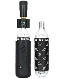Kit tête de gonflage CO2 avec cartouches PEATY'S Road & gravel (16g) - black (ppr-hti-rag-blk-12)