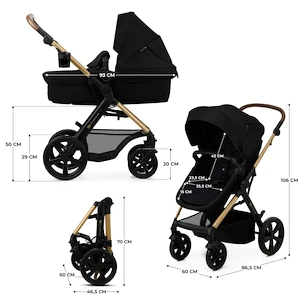 Poussette Kinderkraft Moov 2 3in1 Pure Black Eva Wheels