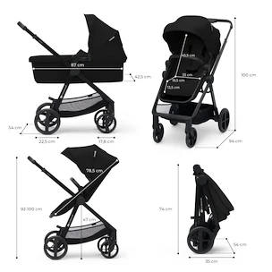 Poussette Kinderkraft Newly 3In1 Classic Black + Mink Pro