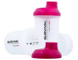 Shaker de survie transparent avec plateau rose 300 ml rose