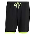 Short pour homme adidas  Club 2In1 Short Black/Lucid Lemon