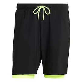 Short pour homme adidas Club 2In1 Short Black/Lucid Lemon