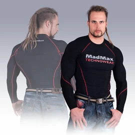 T-shirt à manches longues MadMax Compression MSW902 noir rouge