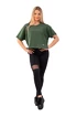 T-shirt court ample en coton biologique Nebbia « The Minimalist » 417 vert foncé