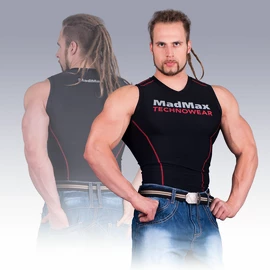 T-shirt de compression sans manches MadMax MSW904 noir-rouge