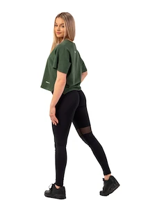 T-shirt pour femme Nebbia  Organic Cotton Loose Fit “The Minimalist” Crop Top 417 dark green