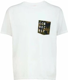 T-shirt pour homme CCM CAMO POCKET S/S TEE White Senior