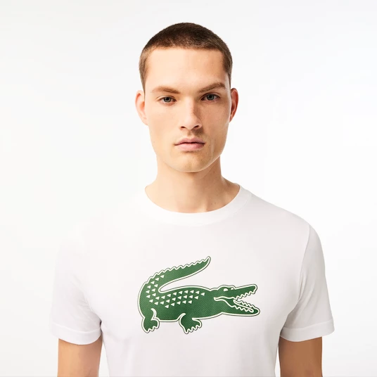 T shirt pour homme Lacoste Big Logo Core Performance T Shirt White Green