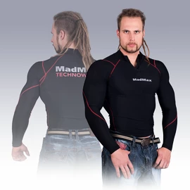 T-shirt zippé à manches longues MadMax Compression MSW903 noir rouge