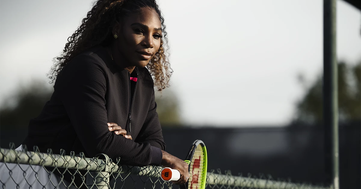 Serena Williams avec des raquettes de tennis Wilson Blade v7