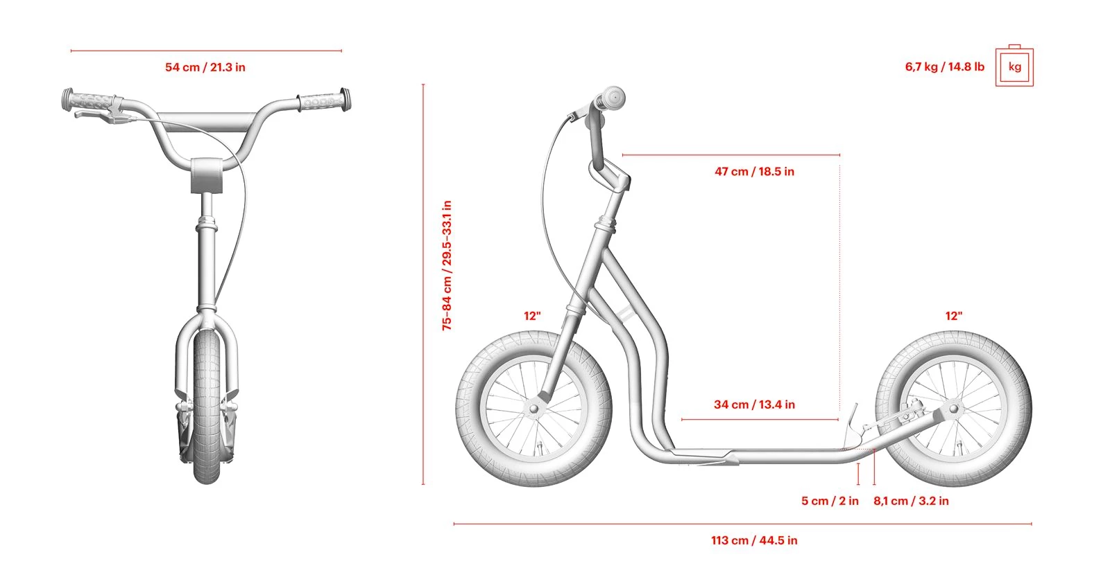 Dimensions du scooter Yedoo One