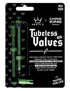 Valve tubeless PEATY'S  X chris king (mk2) emerald tubeless valves - 80mm (ptv2-80-emr-12)