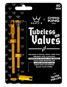 Valve tubeless PEATY'S  X chris king (mk2) gold tubeless valves - 80mm (ptv2-80-gld-12)