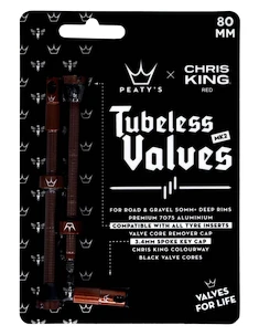 Valve tubeless PEATY'S  X chris king (mk2) red tubeless valves - 80mm (ptv2-80-red-12)
