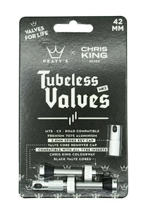 Valve tubeless PEATY'S  X chris king (mk2) silver tubeless valves 42mm (ptv2-42-sil-12)