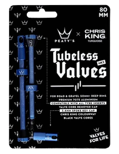 Valve tubeless PEATY'S  X chris king (mk2) turquoise tubeless valves - 80mm (ptv2-80-trq-12)